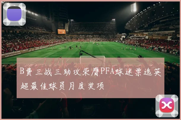 B费三战三助攻荣膺PFA球迷票选英超最佳球员月度奖项